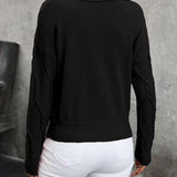 MAHALIA™ – KABELSTRIKKET SWEATER MED KRAVE