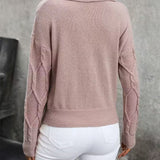 MAHALIA™ – KABELSTRIKKET SWEATER MED KRAVE