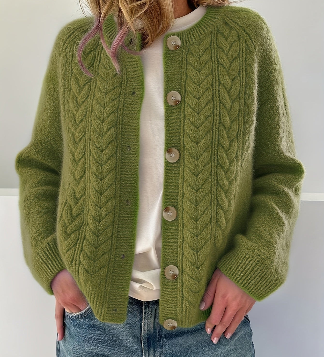 DWINA™ – STRIKKET CARDIGAN MED KNAPPER