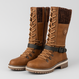 IARA™ – HØJE DAMESTØVLER MED STRIKDETALJE OG SPÆNDE