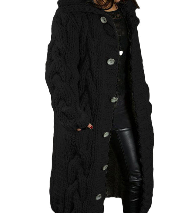 HELENA™ – LANG OG TYK STRIKCARDIGAN MED ELEGANTT UDTRYK