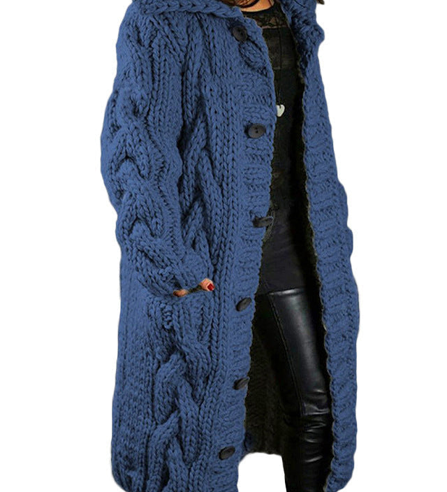 HELENA™ – LANG OG TYK STRIKCARDIGAN MED ELEGANTT UDTRYK