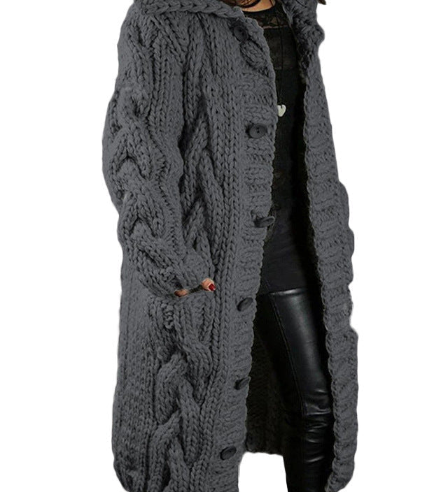 HELENA™ – LANG OG TYK STRIKCARDIGAN MED ELEGANTT UDTRYK