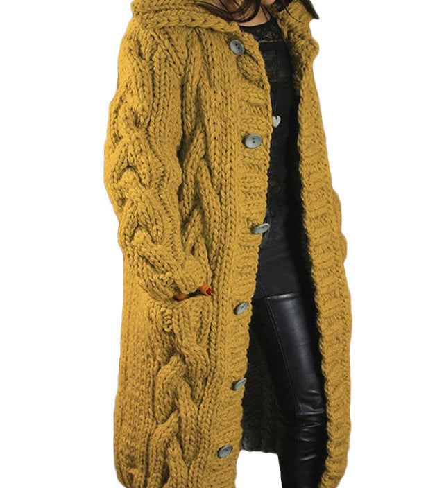 HELENA™ – LANG OG TYK STRIKCARDIGAN MED ELEGANTT UDTRYK