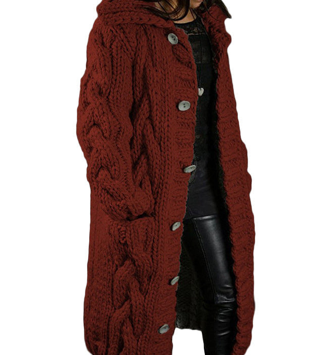 HELENA™ – LANG OG TYK STRIKCARDIGAN MED ELEGANTT UDTRYK