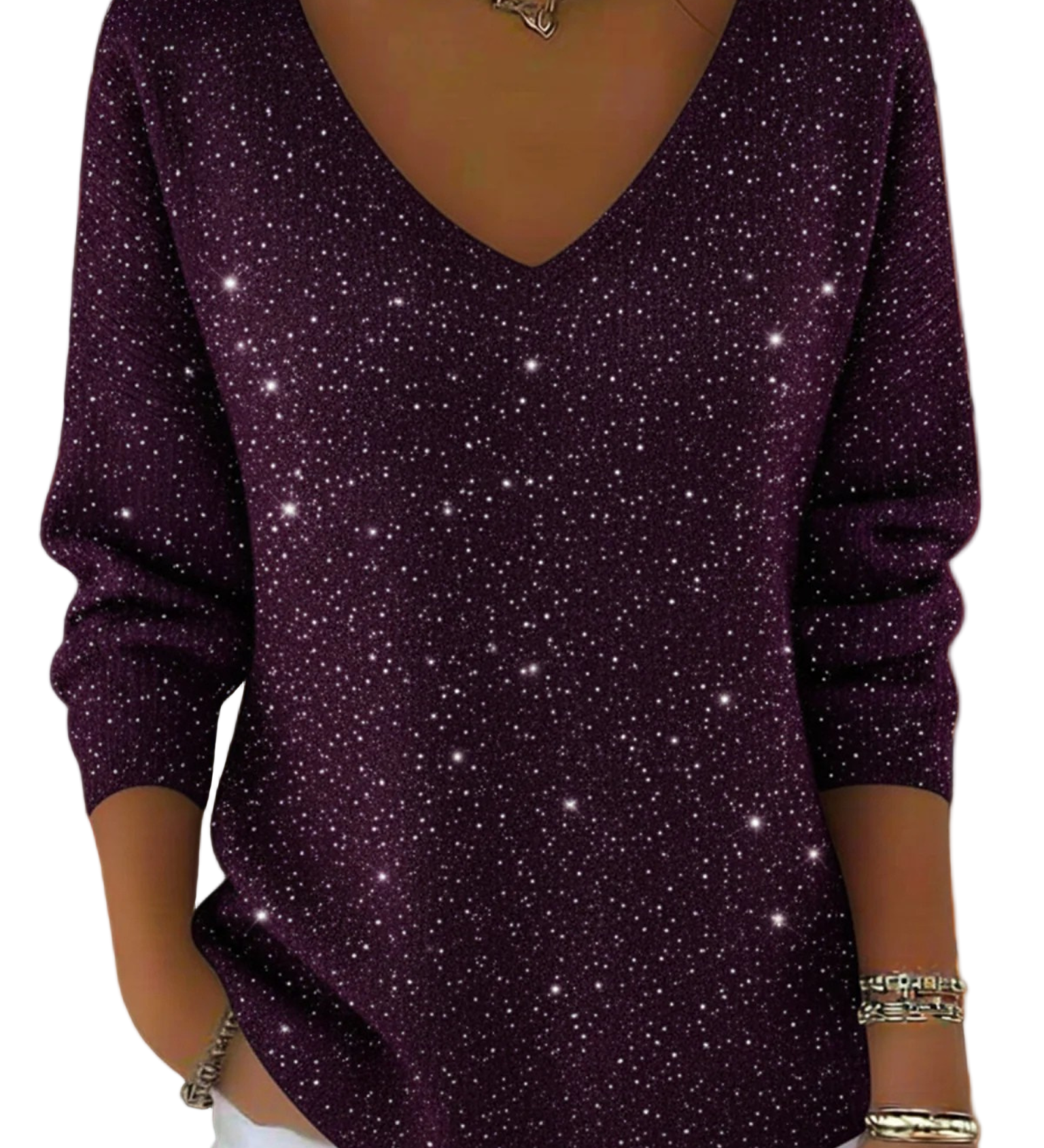 AYLISE™ - FESTLIG DAMESTRØJE MED V-HALS