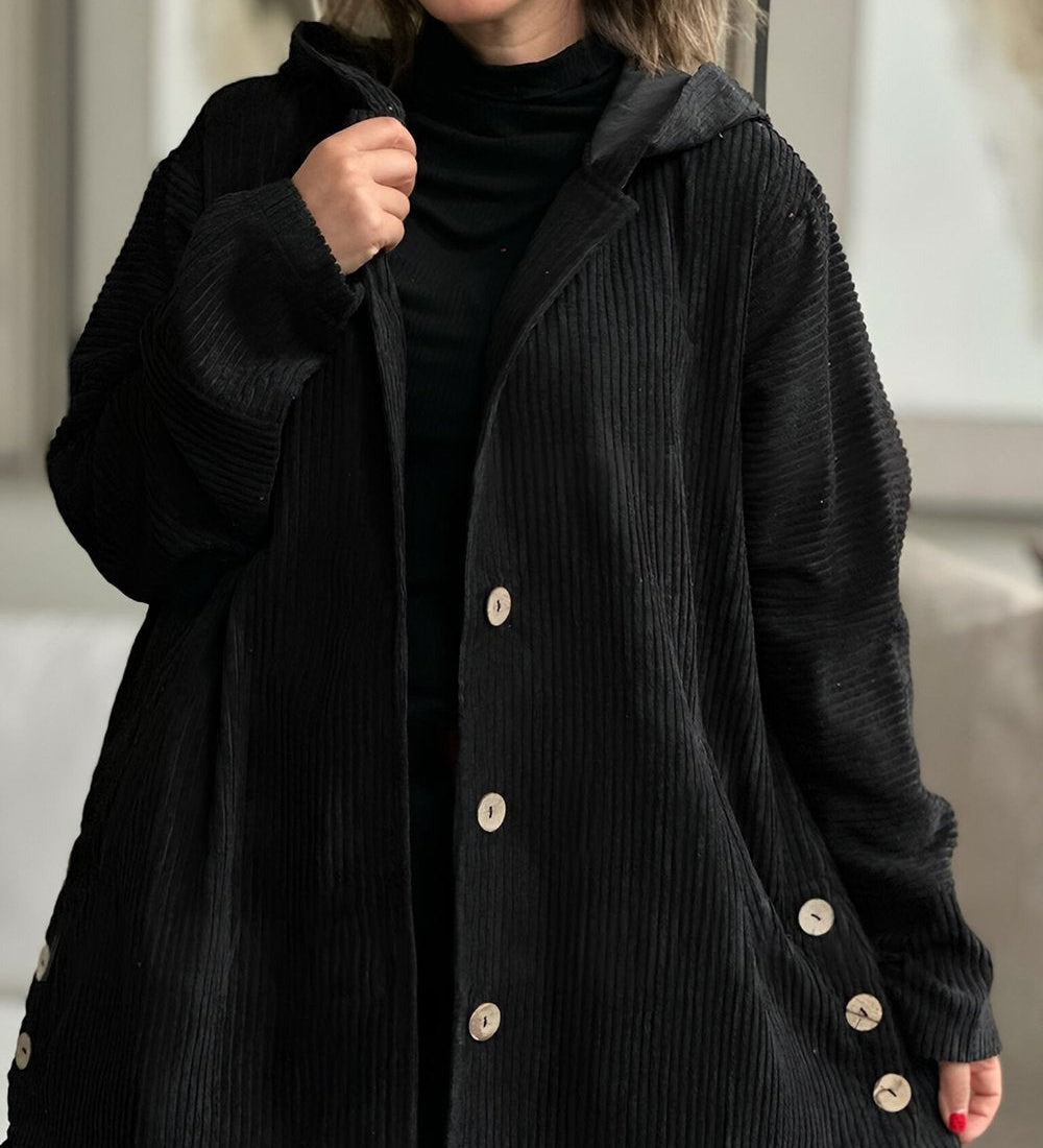 CORDIA™ – HYGGELIG CORDFLØJLSJAKKE MED HÆTTE