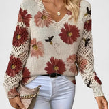 AURÉLIE™ – ELEGANT STRIKTRØJE MED BLOMSTERPRINT