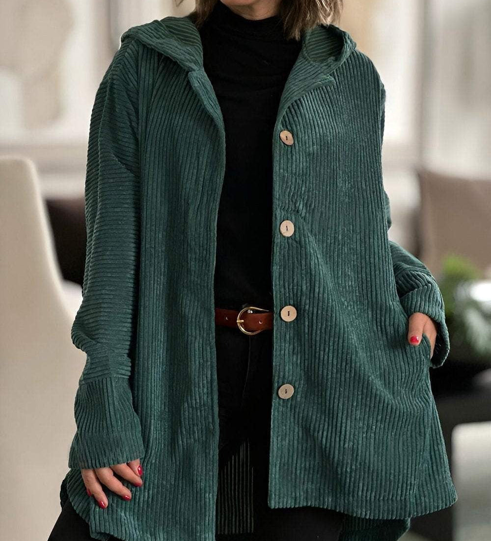 CORDIA™ – HYGGELIG CORDFLØJLSJAKKE MED HÆTTE