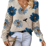 AURÉLIE™ – ELEGANT STRIKTRØJE MED BLOMSTERPRINT