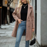 DEMI™ – MIDLÆNGDE FRAKKE (ÅBEN FRONT MED KNAPPER)