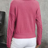 MAHALIA™ – KABELSTRIKKET SWEATER MED KRAVE