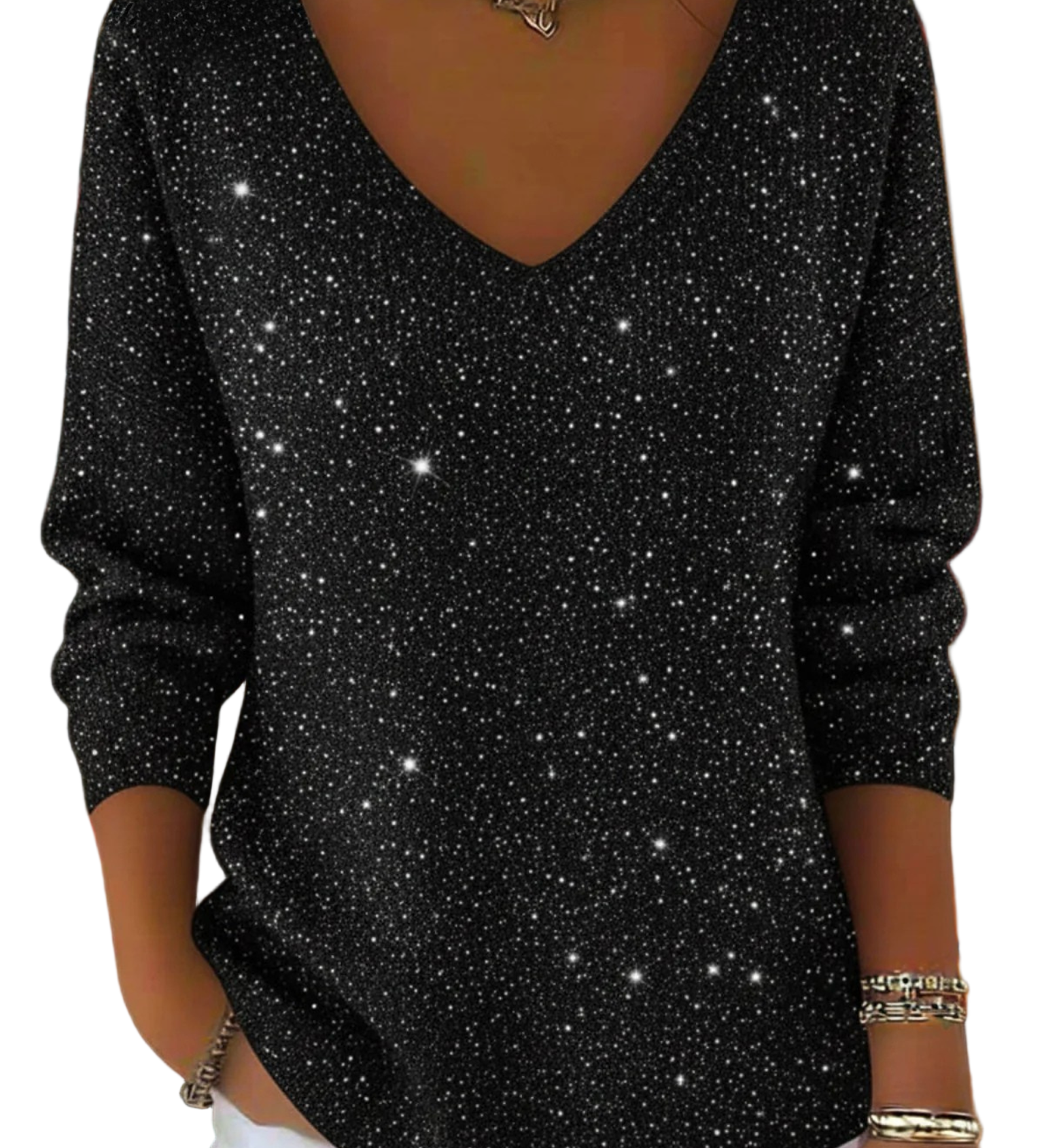 AYLISE™ - FESTLIG DAMESTRØJE MED V-HALS