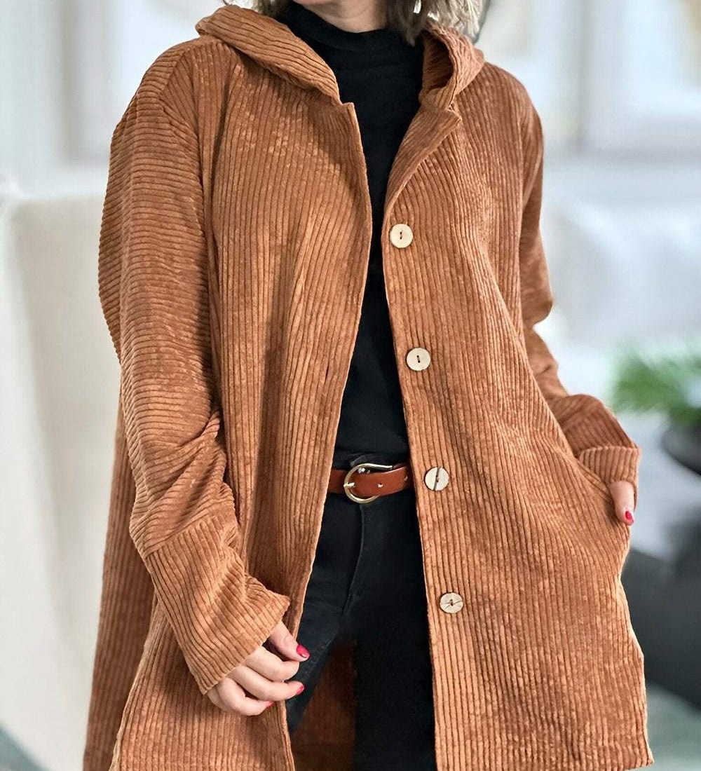 CORDIA™ – HYGGELIG CORDFLØJLSJAKKE MED HÆTTE