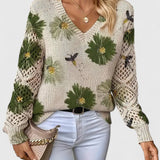 AURÉLIE™ – ELEGANT STRIKTRØJE MED BLOMSTERPRINT