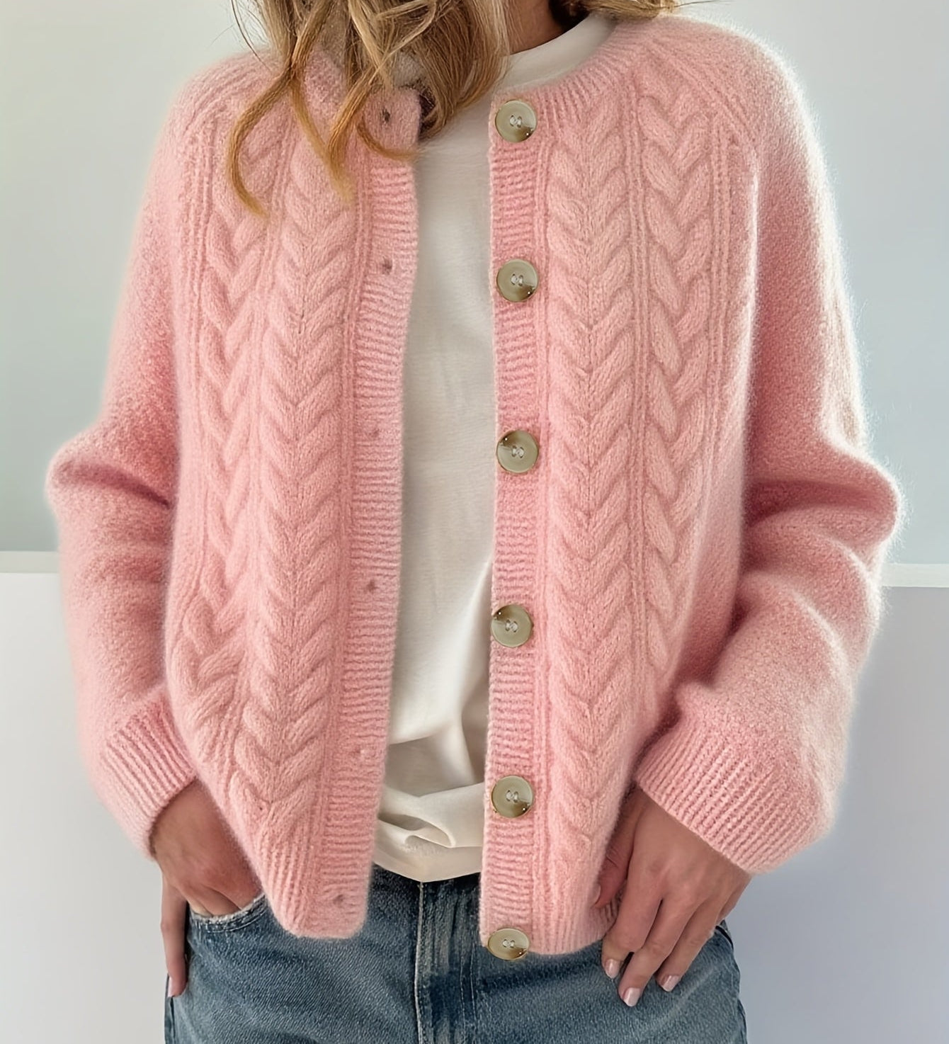 DWINA™ – STRIKKET CARDIGAN MED KNAPPER