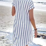 MARTINE™ – ELEGANT STRIBET SKJORTEKJOLE