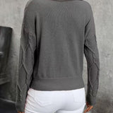 MAHALIA™ – KABELSTRIKKET SWEATER MED KRAVE