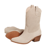 DIDA™ – WESTERN ANKELSTØVLER I PERFORERET RUSKIND MED BLOKHÆL