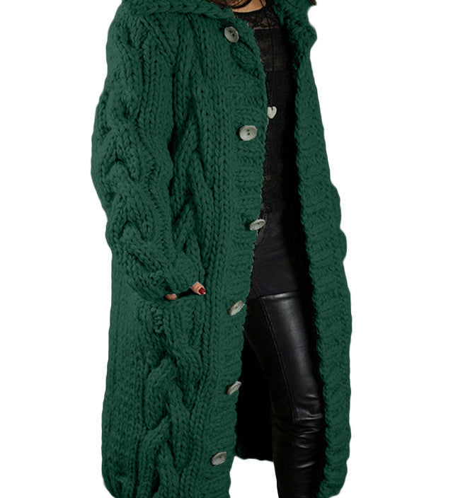 HELENA™ – LANG OG TYK STRIKCARDIGAN MED ELEGANTT UDTRYK