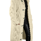 HELENA™ – LANG OG TYK STRIKCARDIGAN MED ELEGANTT UDTRYK