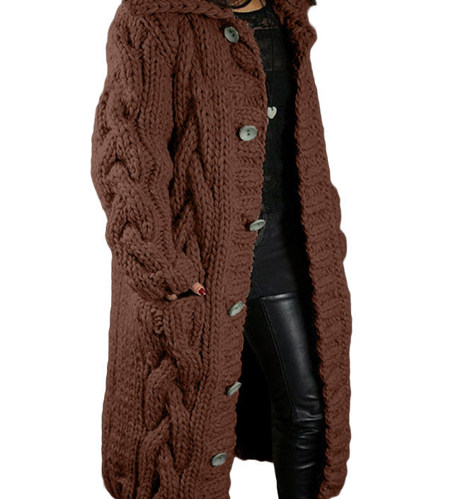 HELENA™ – LANG OG TYK STRIKCARDIGAN MED ELEGANTT UDTRYK