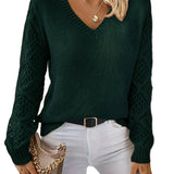 ZENYA™ – AFSLAPPET V-HALSET STRIKTRØJE TIL HVERDAGEN