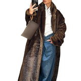 Casaco de lã de peito único feminino, sobretudo longo de peles artificiais, casaco de pelúcia quente, marrom escuro, inverno, novo, 2023