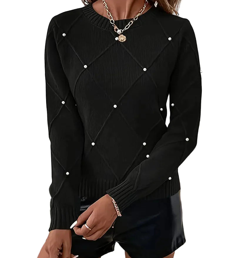 ELEGANT PERLE™ – STRIKTRØJE MED PERLER OG FEMININ ELEGANCE