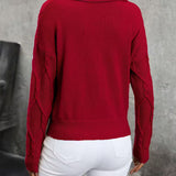 MAHALIA™ – KABELSTRIKKET SWEATER MED KRAVE