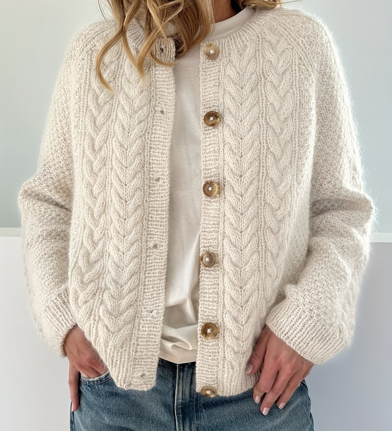 DWINA™ – STRIKKET CARDIGAN MED KNAPPER