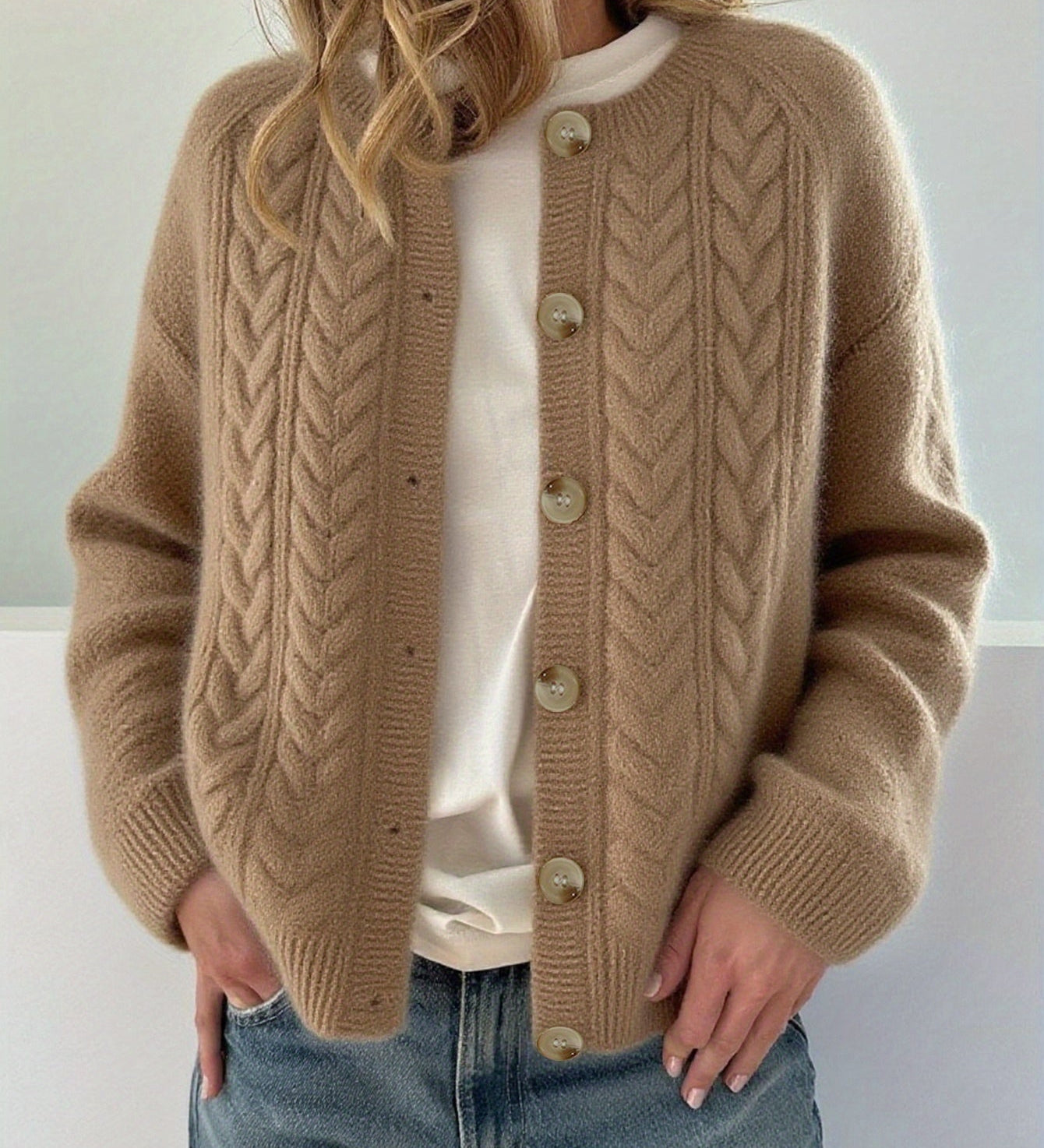 DWINA™ – STRIKKET CARDIGAN MED KNAPPER