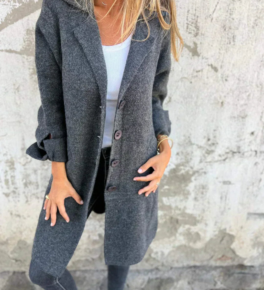 CASUAL LONG COAT™ – AFSLAPPET LANGFRAKKE I LET MATERIALE