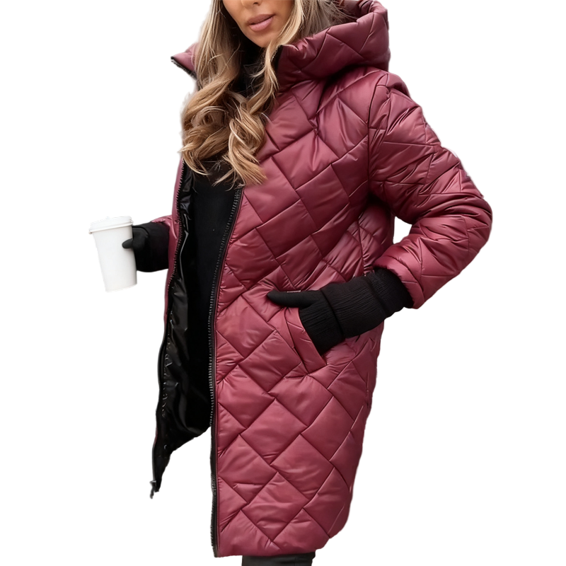 🎁Begrüßen Sie Weihnachten mit 50 % Rabatt💥Langer, gesteppter Daunenmantel mit Kapuze für Damen